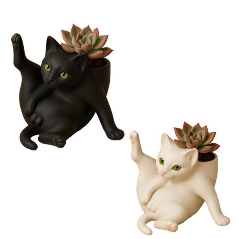 Kitties Themed Resins Plant Pot For Small Succulents Multipurpose Home Decoration Gardening Gift Pet Lover