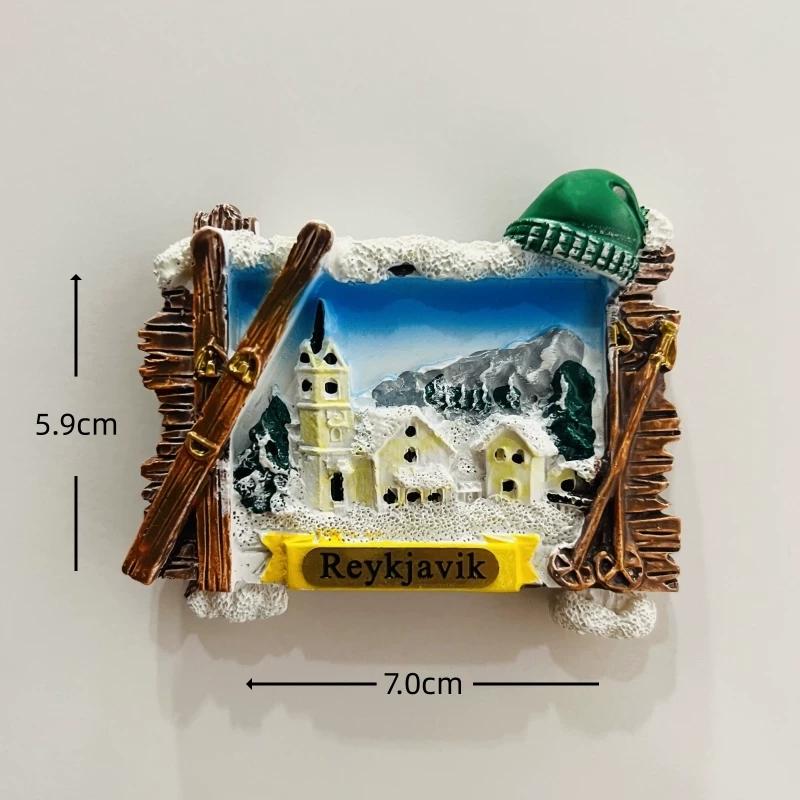Iceland Reykjavik Resin Fridge Magnet Stickers Travel Souvenir Gift Landscape Refrigerator Magnet Home Kitchen Decor
