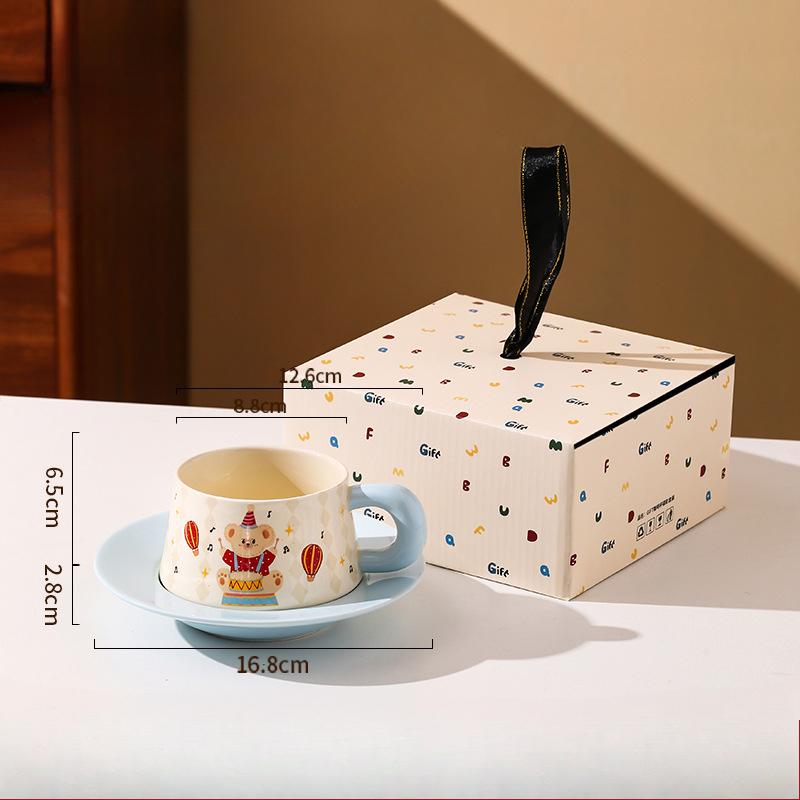 

Цирковой мультфильм Водяная чашка Кофейный набор Цветная коробка Английская чашка Блюдце Чашка для послеполуденного чая Набор 280ML