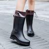 Damskie buty robocze kuchenne do połowy łydki na zimę do noszenia na zewnątrz ze ściągaczem w cholewce damskie buty przeciwdeszczowe