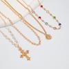Vintage Ethnic Style Love Pearl Necklace Necklace Set Silver Cross Pendant Necklace Golden Hip Hop Rhinestone Necklace Girls