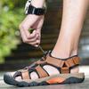 Summer Men's Outdoor  Leather Large Size Toe Sandals Summer Casual Men's Fashion Outdoor Non-Slip Beach Sandals