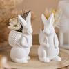 3D Easter Bunny Silicone Mold DIY Cute Animal Basket Rabbit Vase Ornaments Casting Molds Home Plaster Concrete Craft Gift Decor