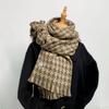 Scarf Korean Style Atmosphere Houndstooth Scarf for Women Winter Korean Style Versatile Warm Student High Looking Hong Kong Style Scarf