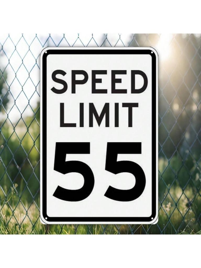 Vintage 55 MPH Speed Limit Metal Sign 20x30cm Garage Wall Decor