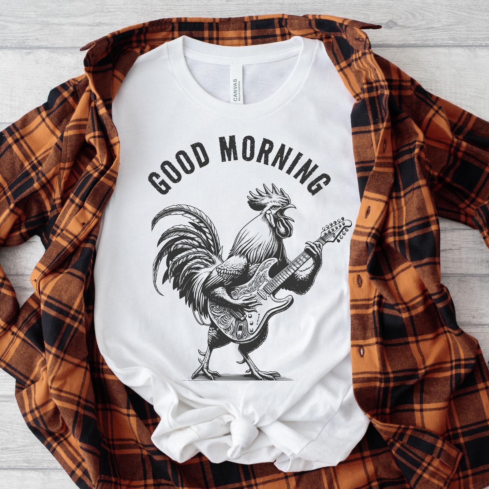 Good Morning Tee - Grim Rooster Rocking the Guitar/ Unisex Softstyle T-Shirt 3XL