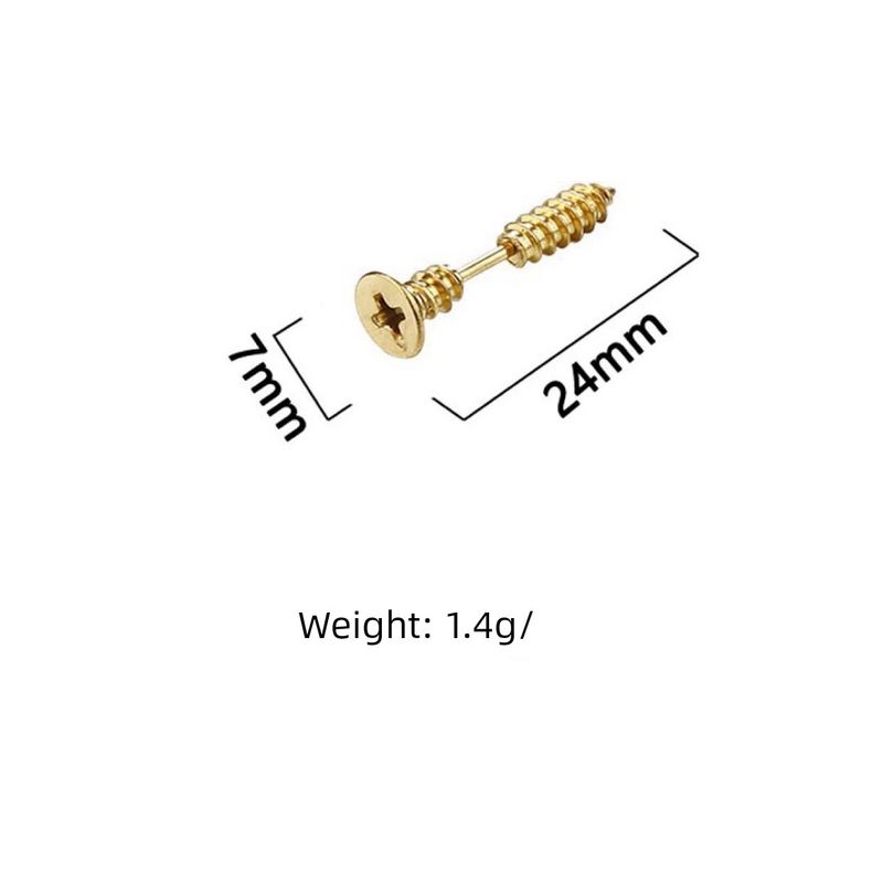 

Strange Earrings Minority Simple Retro Stud Earrings Female Cool Screw Elegant Male Disco Jumping Fashion Exaggerated and Personalized Gold single