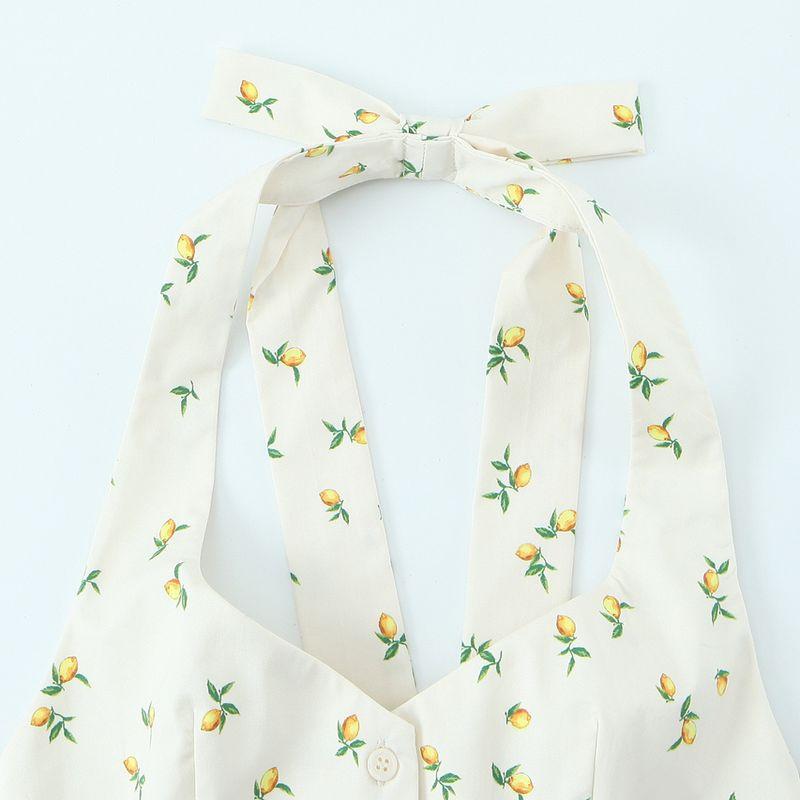 Kaslead New Arrival Women's Clothing Fashion Style Lemon Printing Halter Top Skirt 2552029 6949412