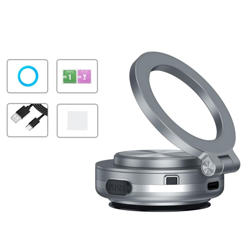 Vehicle Phone Mobile Mount Stand Magnetic Suction with Vacuum Attachment 360 Degree Rotation for Safe Driving Experience
