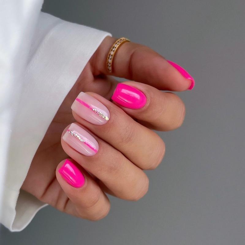 Noste Dlouhý Francouzský Ručně Dělaný Manikúrní Kousek Kamínkový Postupný Přechod Odnímatelná Nálepka na Nehty