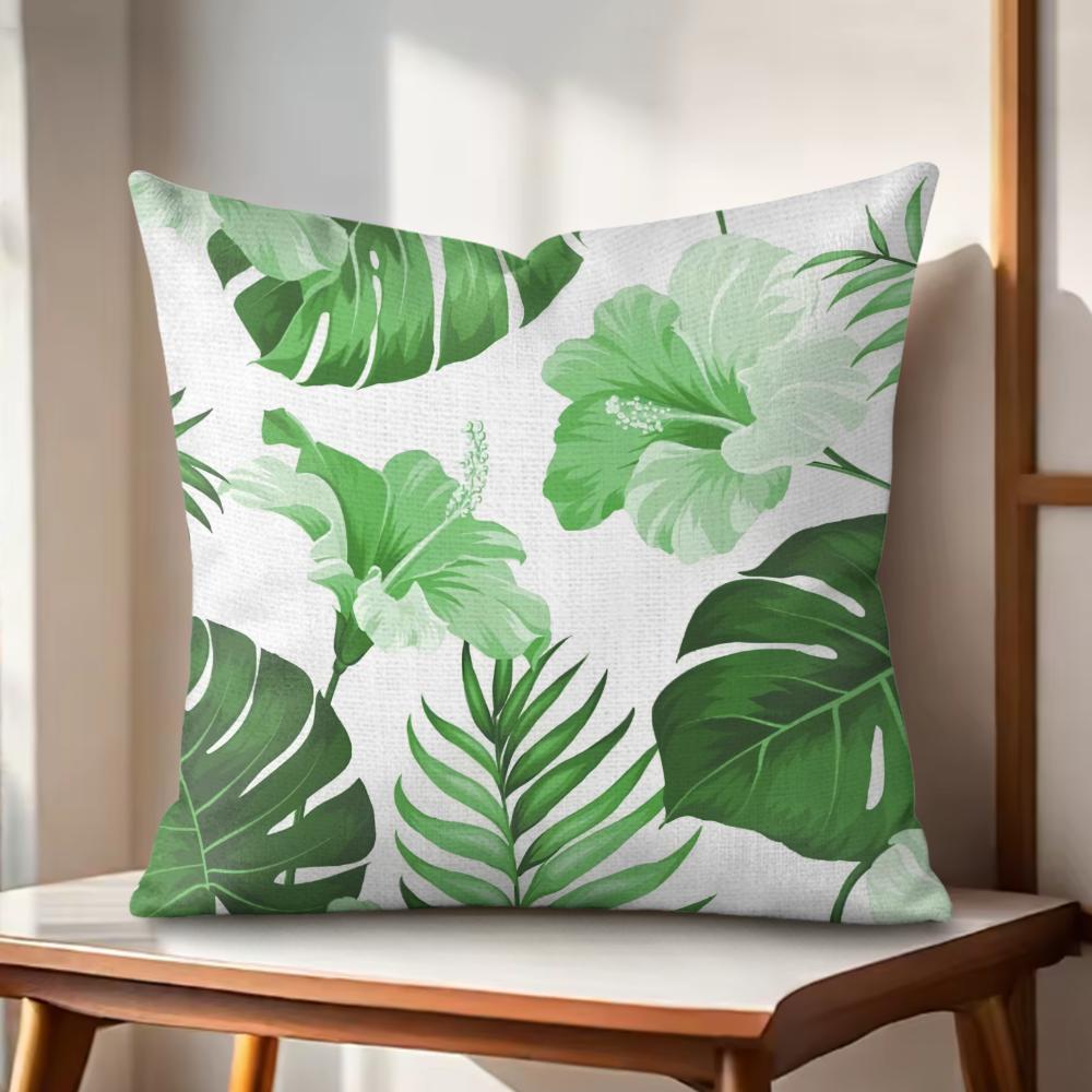 Monstera Deliciosa Art Cushion Cover Natural Linen Organic Fabric DoubleSided Printing Couch Pillow Covers Home Decor