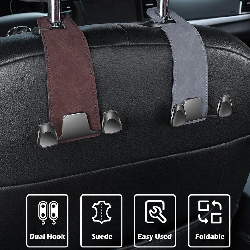Car Seat Headrest Hook Universal Hidden Car Hook Suede Metal Hanging Hooks Interior Seat Back Hanger Hook Accessories