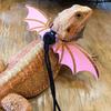 Yousheng 1 Set Reptile Leash Adjustable with Wings Traction Tool Lizard Faux Leather Towing Rope for