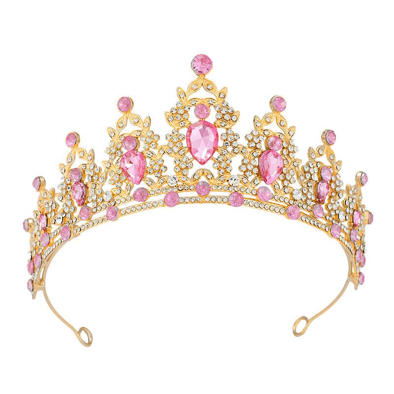 Bridal Crown Colored Rhinestone Headband Baroque Alloy Crown Wedding Dress Accessories Hair Accessories