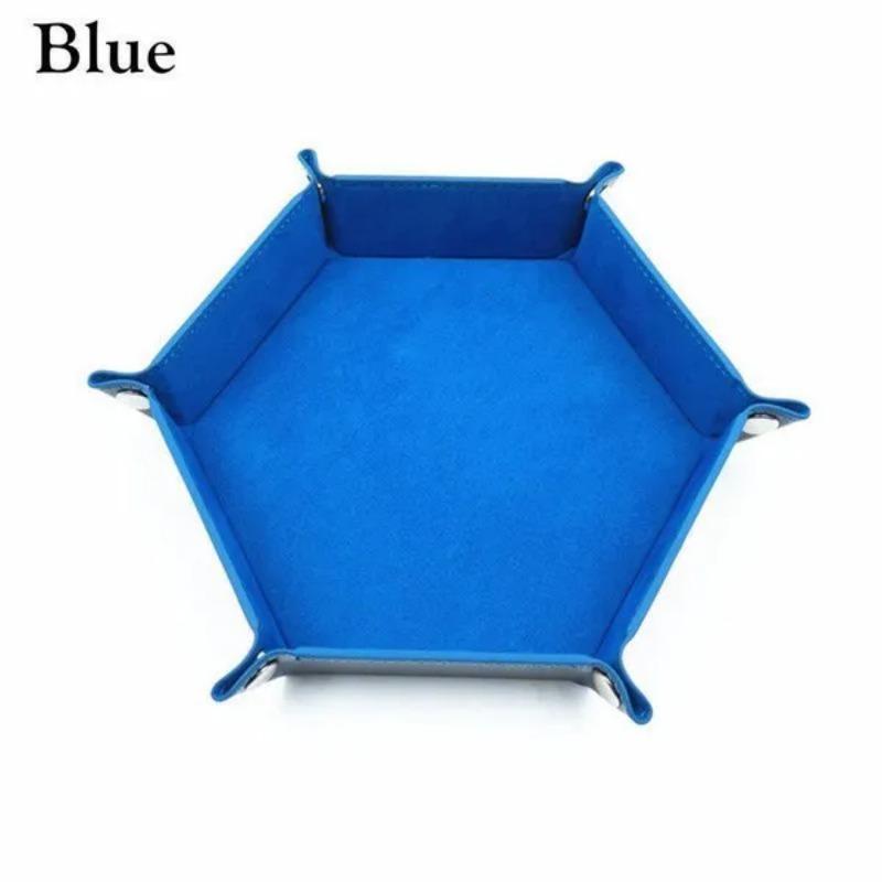 1PC Foldable PU Leather Dice Tray Desktop Coin Key Debris Hexagon Storage Tray