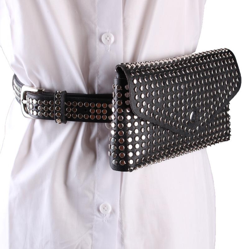Damen Niet-Hüfttasche Gürtel Personalisierte Handytasche Punk-Stil INS-Hüfttasche Mini-Quadratische Tasche All-Match Lässige Gürteltasche
