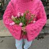 Women's Thick Line Big Twist Knitted Loose Sweater Pullover Fashion Casual Crochet Round Neck Sweaters Solid Color New Knitwear