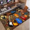 Music Guitar Theme Soft Crystal Velvet Rug Custom Name & Text Print Non Slip Floor Rug for Bedroom Living Room