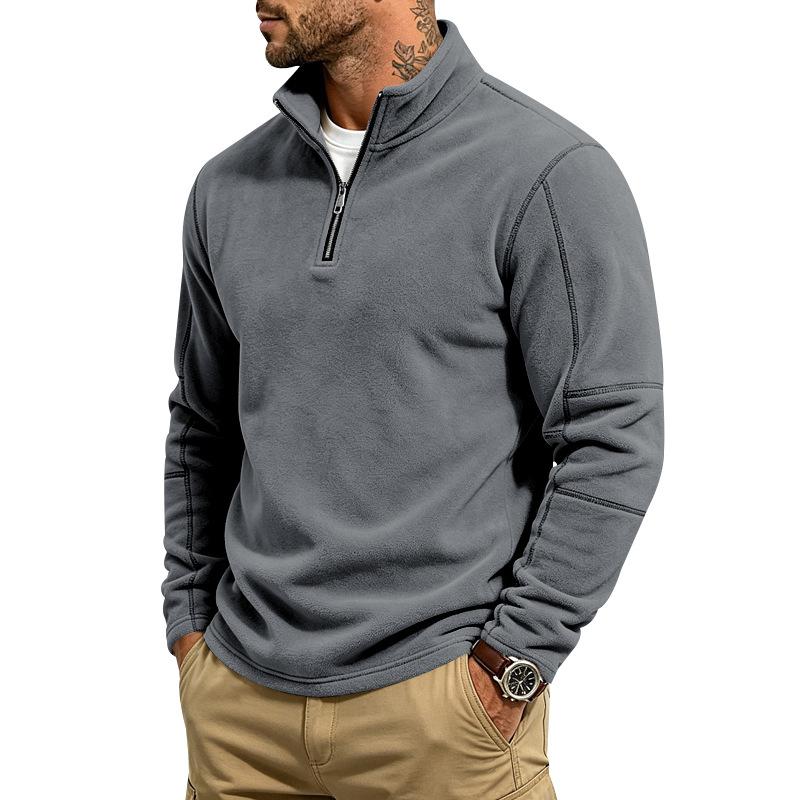 Men S Fleece Stand Collar Half Zip Long Sleeve Casual Sweatshirt