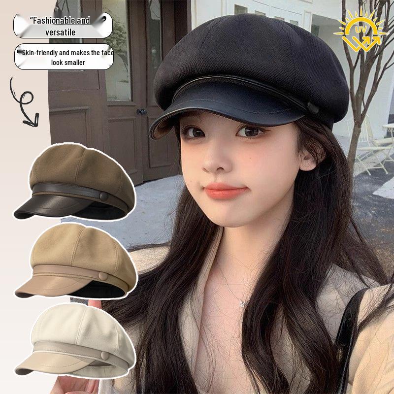 Women's Retro Octagonal Beret: Versatile Autumn/Winter Hat for a Small Face Aesthetic
