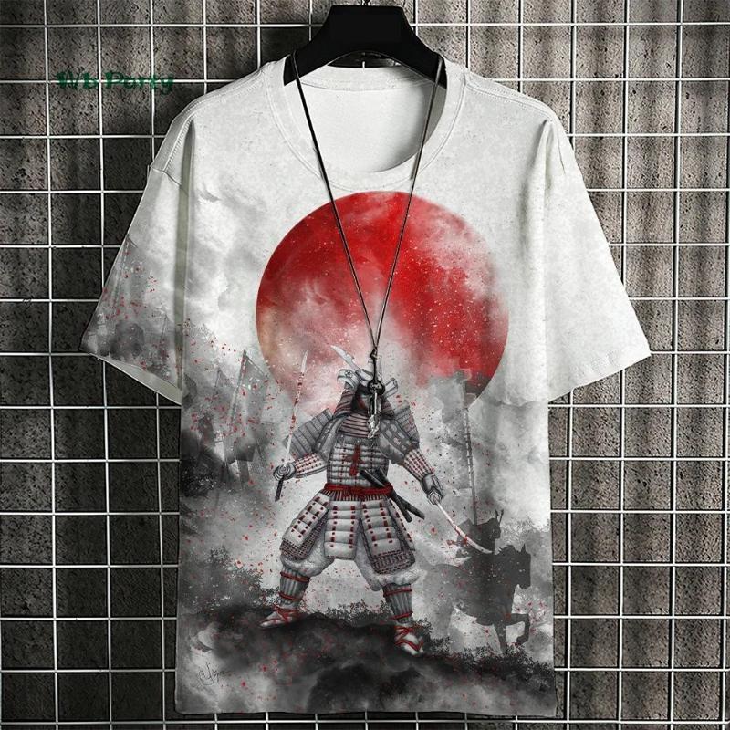 Japanese Samurai Pattern Men's T-Shirt 3D Print Short Sleeve T-Shirt Oversized Harajuku Top Summer Men's Casual Clothing