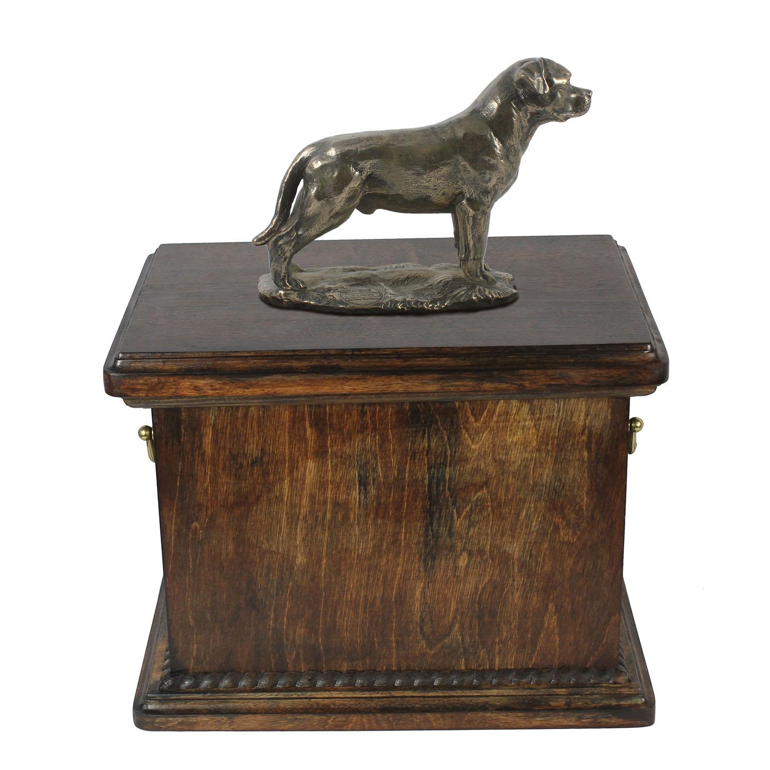 

Rottweiler, Rott, Rottie II - urn for the ashes of a dog, urn with a statuette, elegant urn in the classic style of the Art-Dog brand коричневий