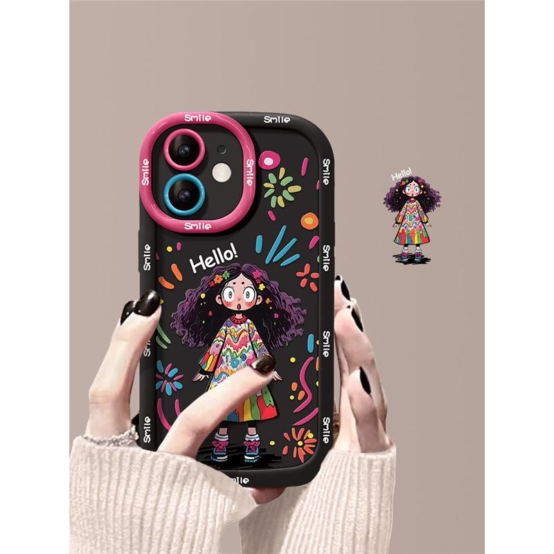 

Подходит для Apple 16 Чехол 14promax Вьющийся iPhone 13 Граффити Девушка 12 Жарить 11 Ниша 15 Apple 16PROMAX