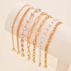 7Pcs/Set Bohemian Bracelet For Women Punk Style Cold Color Pearl Metal Multi-layer Hollow Twisting Snake Chain Simple Jewelry