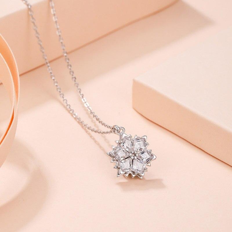 

Pendant Necklaces Plain Minimalist Temperament Snowflake Cubic Zircon Women r Tone Color Clavicle Chain Giveaway Present Stylish Fashionable
