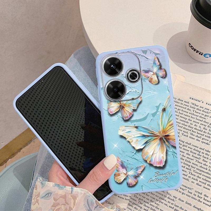 

М який силіконовий чохол Butterfly для Redmi Note 13 Pro 13C 14 Poco C65 Samsung A55 M35 S24 Xiaomi iPhone Huawei Honor 200 Realme 9 Камера Протиударний чохол iPhone 14 синій