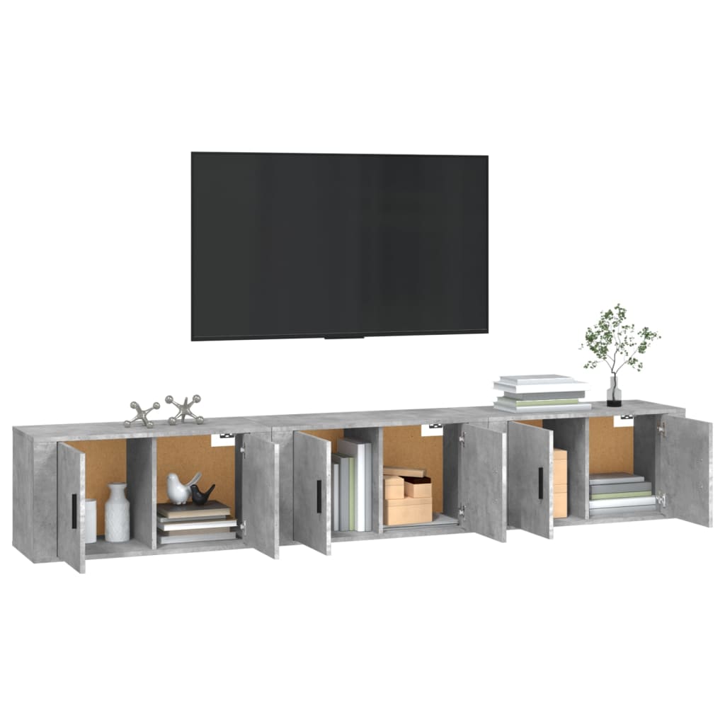 Wall Mounted TV Cabinets Set of 3 Concrete Grey 80 x 34.5 x 40 cm