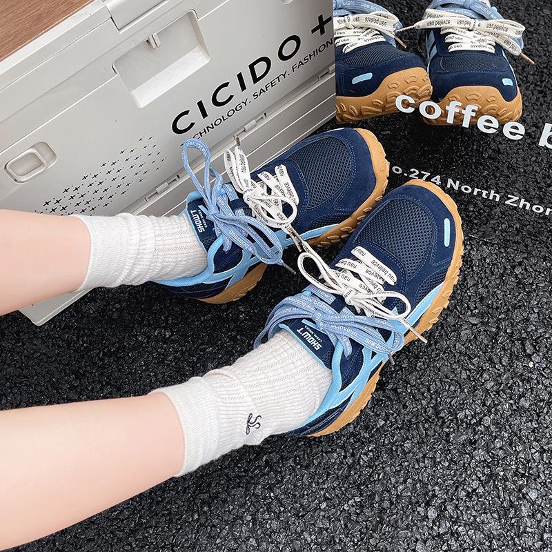 Leather mesh breathable Forrest Gump shoes women's 2025 summer and autumn new niche design sports and leisure shoes white shoes women