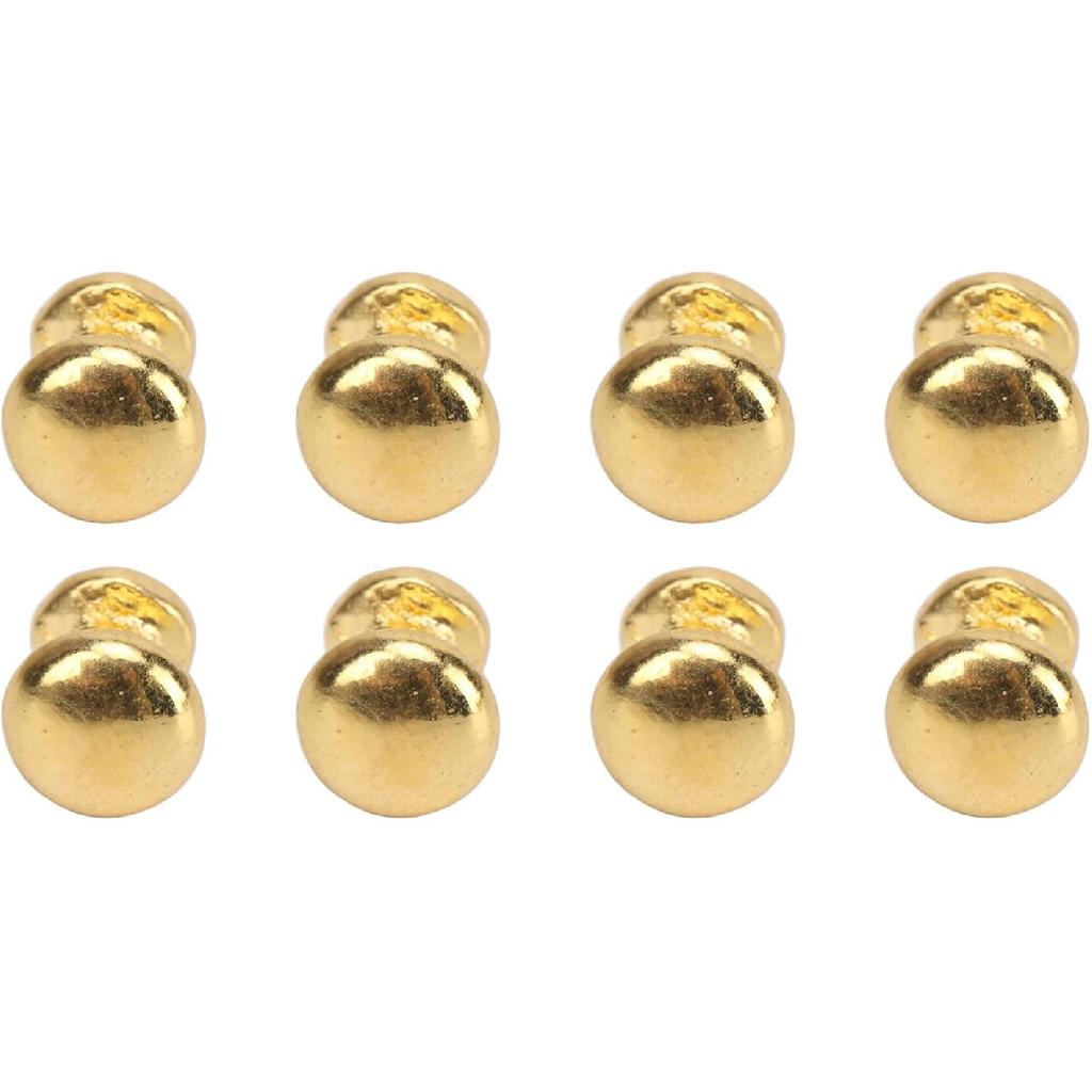JTLB 8pcs 1:12 Scale Miniature Round Head Pull Handle Metal Simple Dollhouse Door Handle Knobs (Golden)