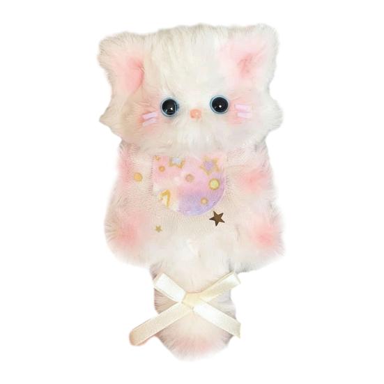 DIY Kitten Keychain Kit Fluffy Cat Plush Toy Craft with Step-by-Step Tutorial Soft Materials Pack for Handmade Bag Charm Cute Gift for Kids Adults
