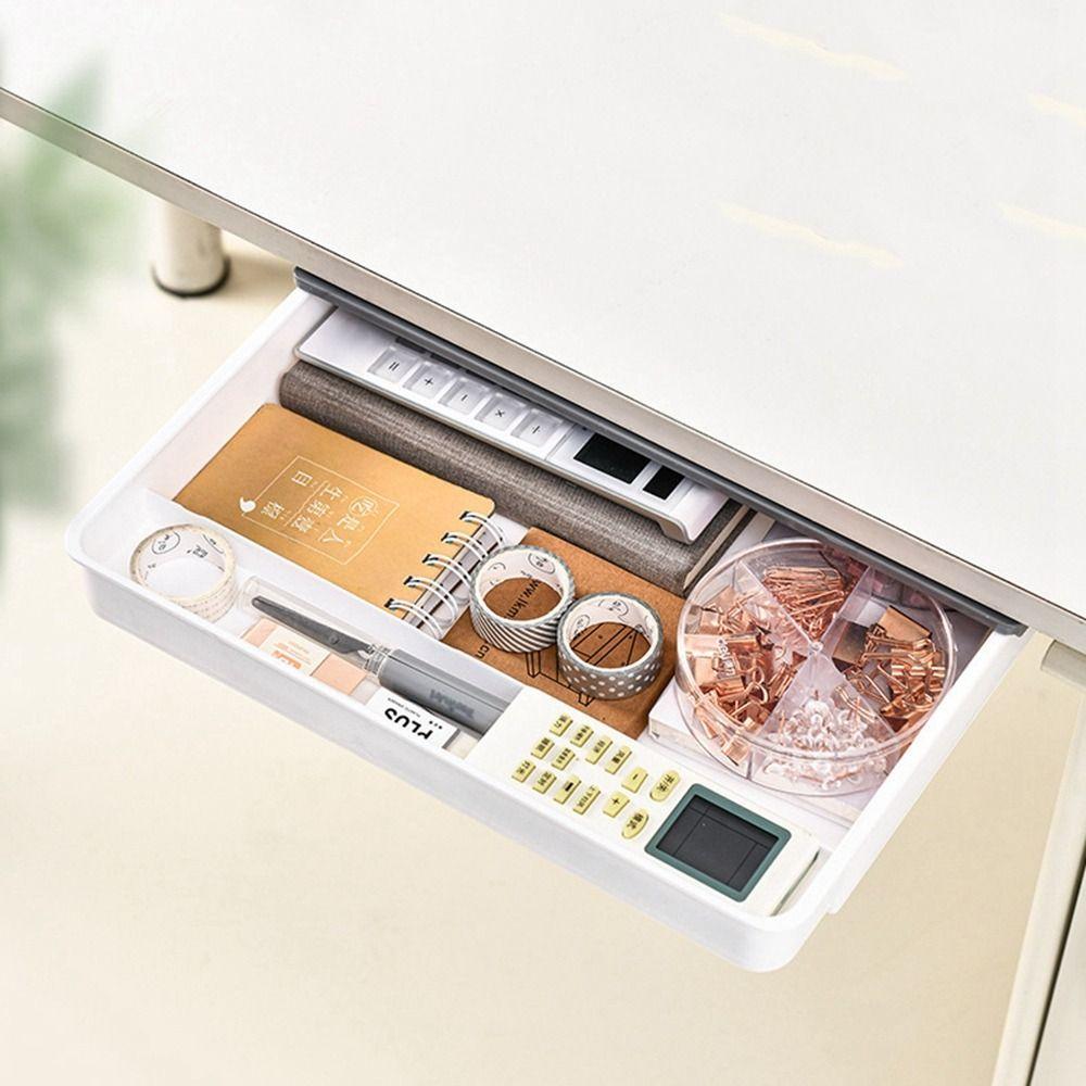 Invisible Under Desk Drawer Plastic Pencil Tray Durable Stationery Organizer  Bedroom