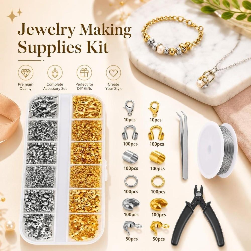 6/12 Grids Jewelry Findings Set Wire Guard Jewelry Repair Tools Necklace Repair
