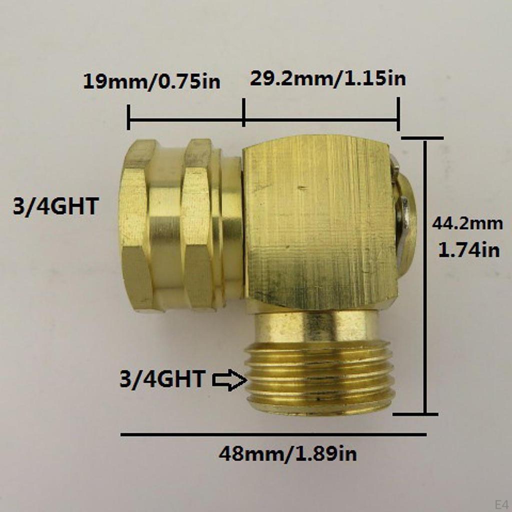 90 Degree Solid Brass Hose Connector 3/4" Ght Pipe Fittings Rotatable Garden Adapter for
