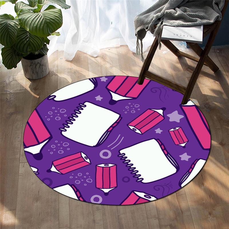 Cartoon-Druck Heimdekoration runder Teppich Wohnzimmermatte Kinderboden runder Teppich Yogamatte Schlafzimmer Gaming-Stuhlmatte
