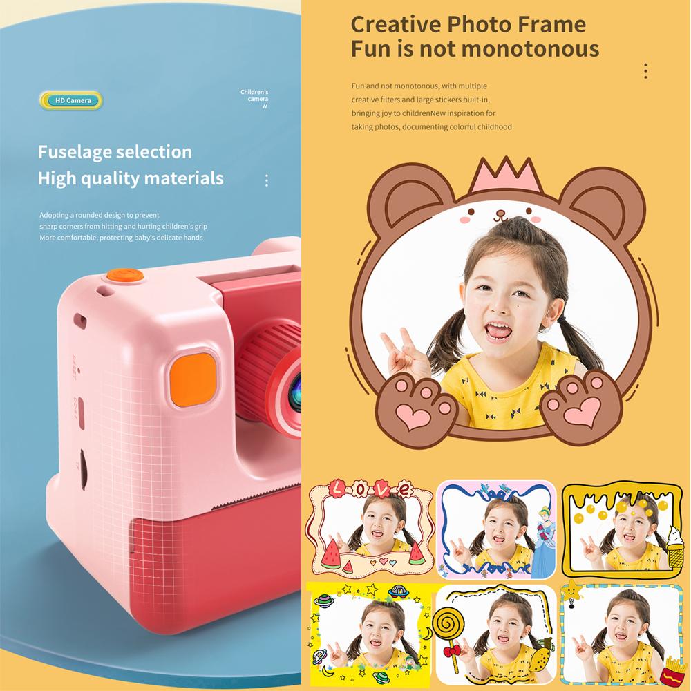 Imprimare Camera Pentru Copii Copii Camera Instantanee 1080P HD Video Digital Camera Foto Hârtie Jucărie Copii Pentru Cadou de Crăciun