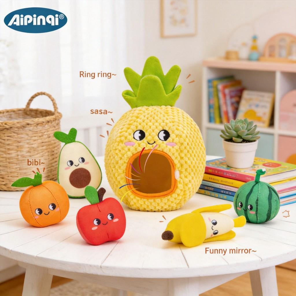 Frucht-Plüschtier-Set für die Früherziehung und sensorische Entwicklung für Babys