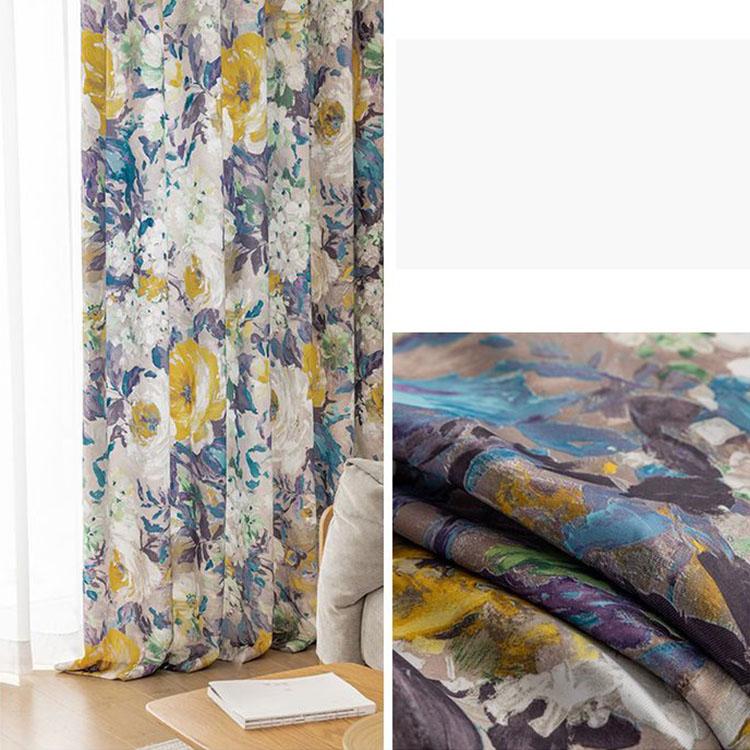 Olejomalba na záclony v americkém stylu Retro květinová záclona Ložnice Balkon Okno Podlaha Zastínění Tyč na záclony