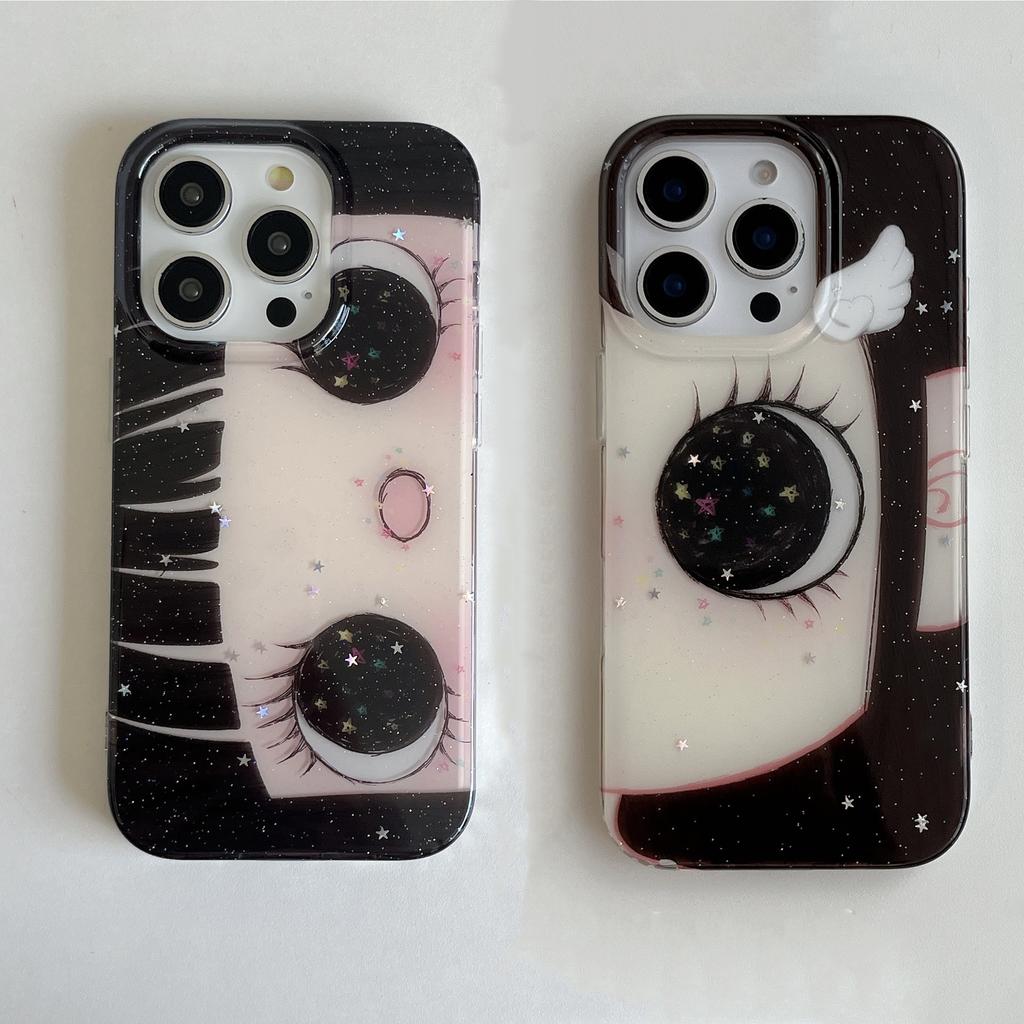 Traumhafte Mädchen mit großen Augen Süße Handyhülle Für IPhone 16 17 15 14 13 12 11 Pro Max Air 15 Plus Transparente Silikon Weiche Hülle