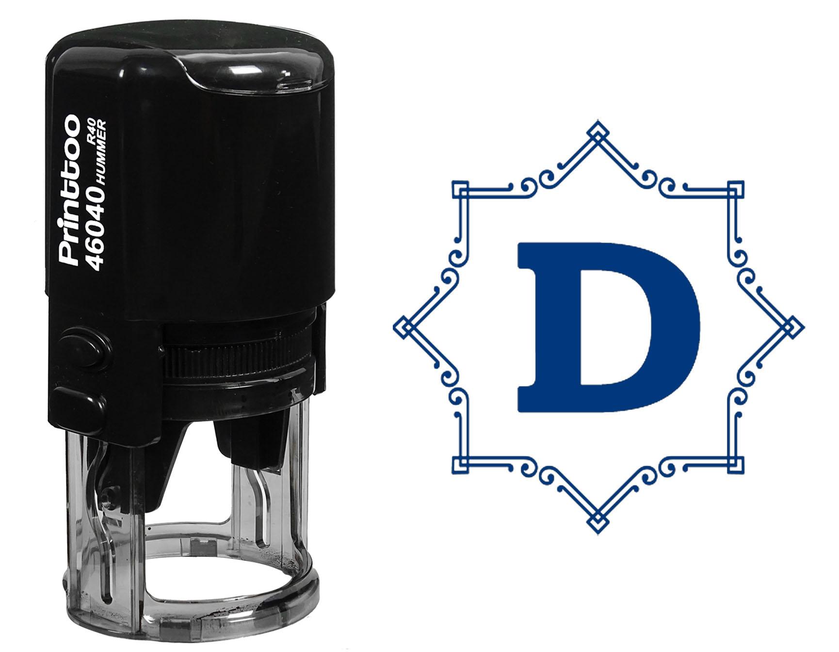 

Printtoo Office Stationary R-40 Alphabet D Monogram Octagon Celtic Swirl Frame Self Inking Rubber 30 mm Diameter (Approx) синій