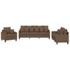 3 Piece Sofa Set with Cushions Brown Fabric