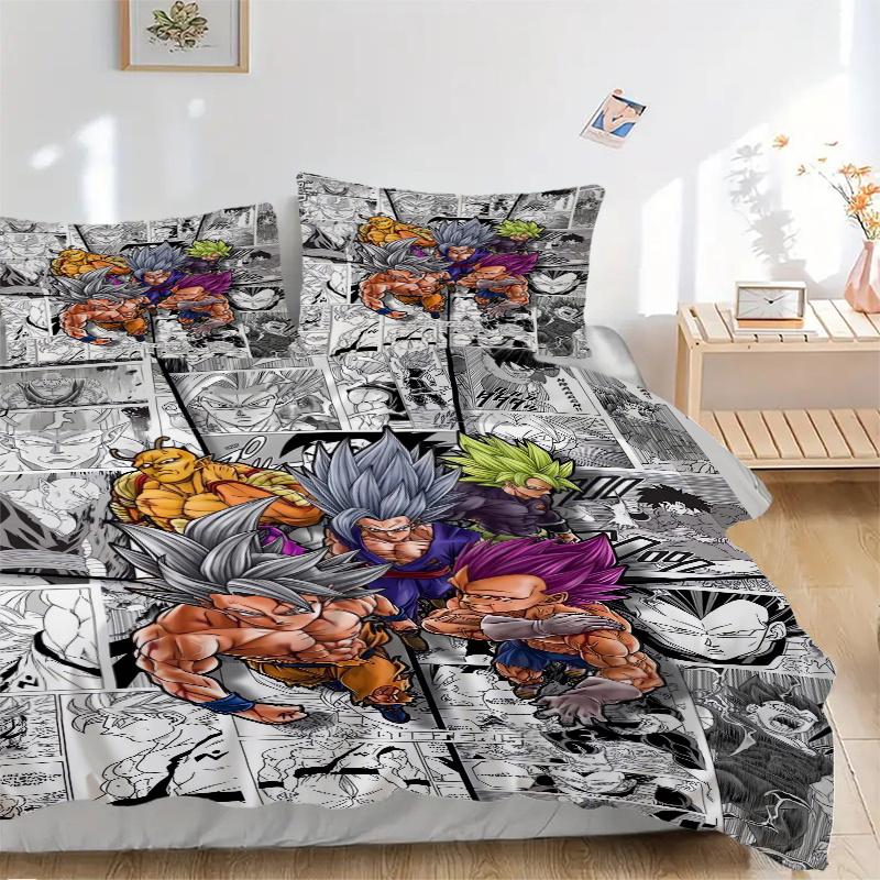 3pcs The Ultimate Battle Dragon Ball Quilt Set Soft and Comfortable Bedroom, Guest Room and Dorm Decor Bedding Set.H096