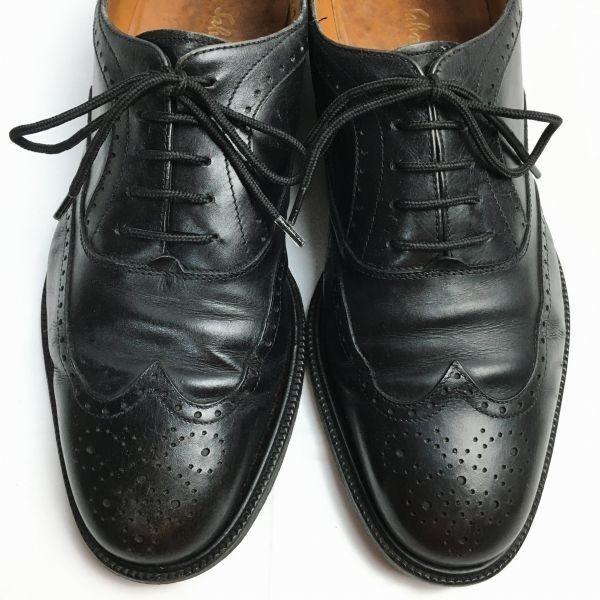 Salvatore Ferragamo Vintage Made In Italy Size 6.5EE (24.525.0cm) Wingtip Business Shoes Black Men's(USED)