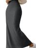 2025 High-Waisted Knit Skirt with Side Slit - Autumn/Winter European & American Style for Women