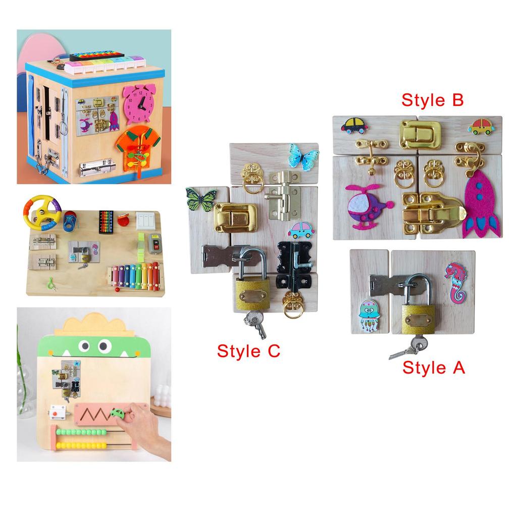 Montessori Child Busy Board DIY Parts latches and Doors Sensory Board Educational Toys for Boys
