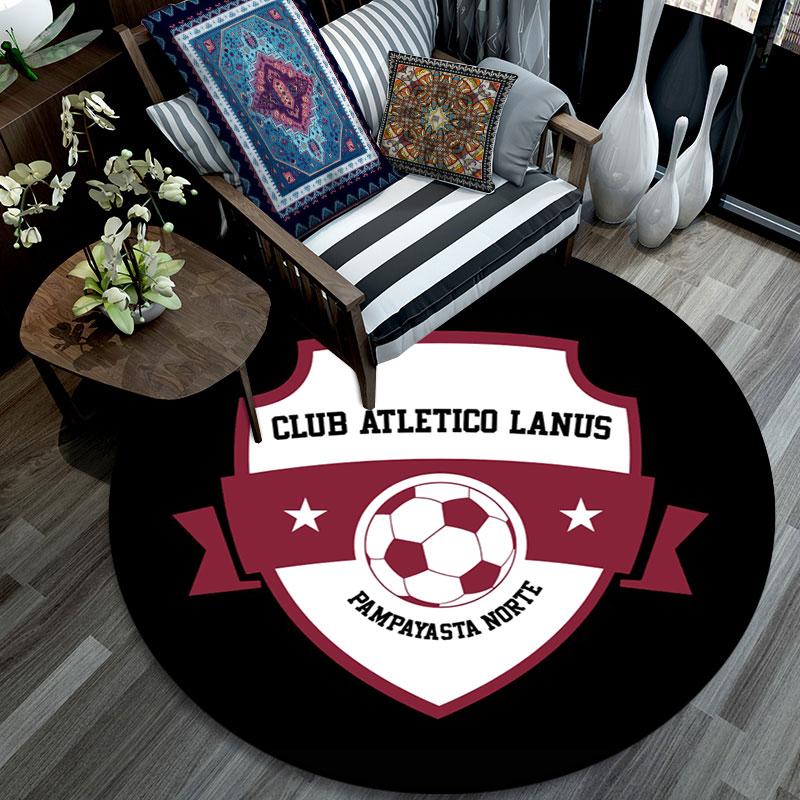 Club Atletico Lanus Printed Round Rug, Non Slip Washable Circular Carpet For Living Room Bedroom Playroom, Sports Fan Decor, Holiday Birthday Gift