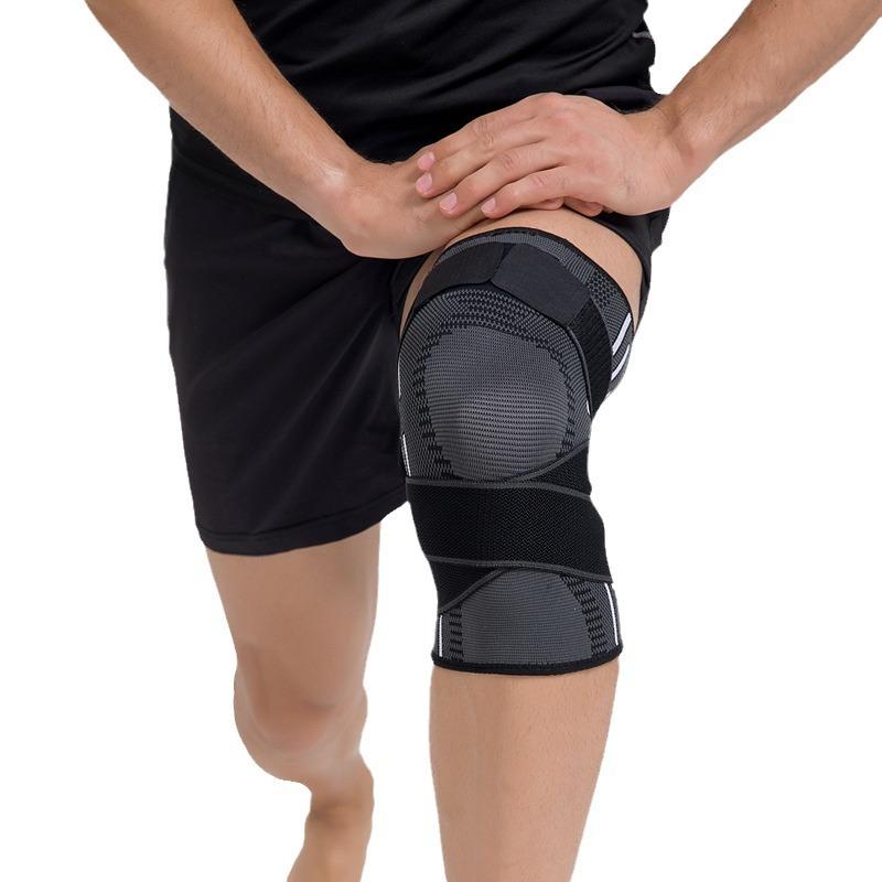 Double Strap Elastic Pressurized Knee Pads Breathable Knitted for Running Basketball Skipping Riding Sports Protection